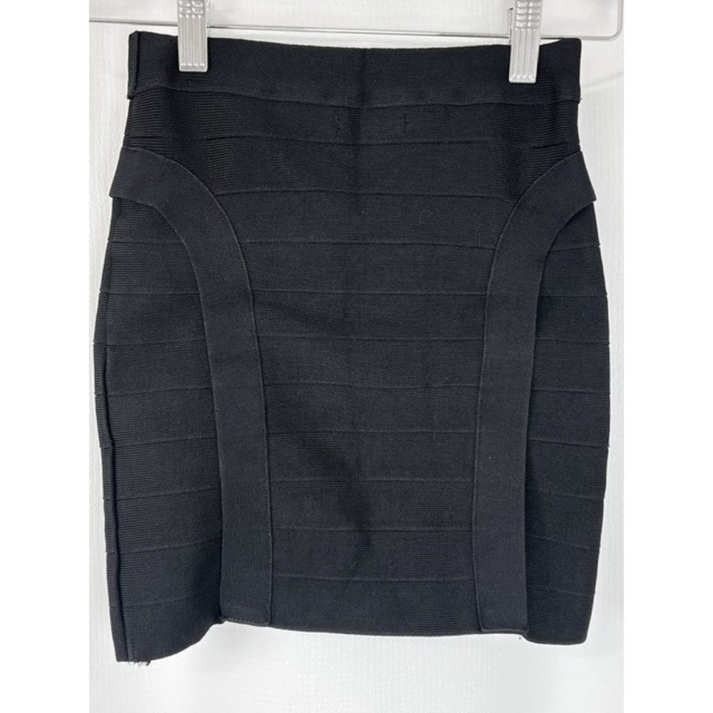 GUESS Black Heavy Knit Bodycon Bandage Skirt Cyber Sleek Minimalist Small - Picture 3 of 9